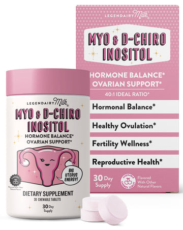Legendairy Milk Myo-Inositol & D-Chiro Inositol Supplement for Women, 40:1 Ratio, PCOS & Fertility Support, Hormone Balance, Sugar Free Vegan Chewable Tablets, Cherry Flavor, 30 Day Supply Legendairy MilkAu supplements