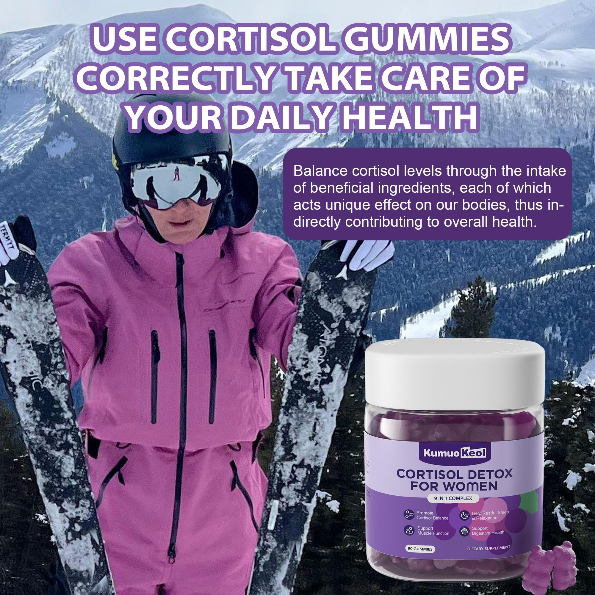 Cortisol Supplements for Women, Lower Cortisol for Women, Cortisol Gummies with Ashwagandha, Magnesium, L-Theanine, Phosphatidylserine, Vitamin, Relaxation, Focus, Sugar-Free, Vegan, 90 Count KumuoKeolAu supplements