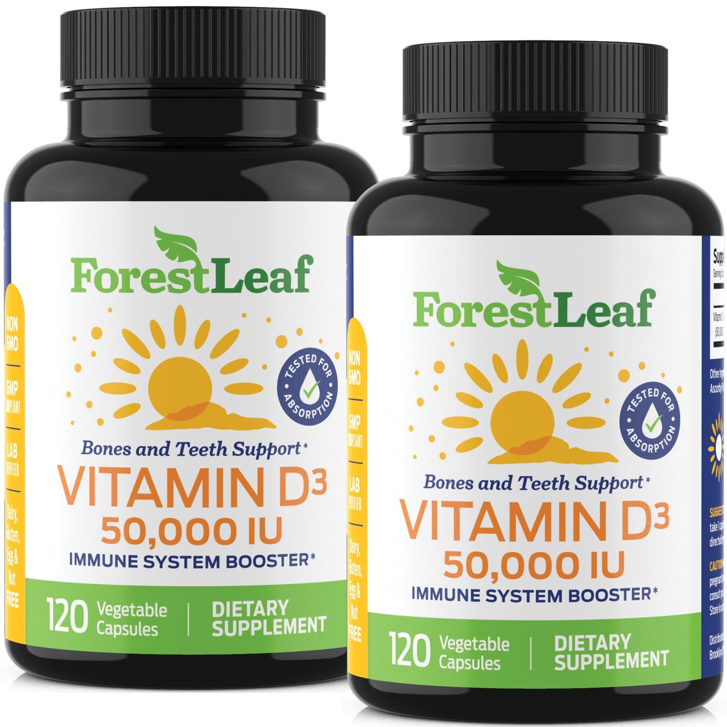 ForestLeaf - Vitamin D3 IU Weekly Supplement - (50,000 IU - 120 Count - 2 Pack) ForestLeafUS supplements