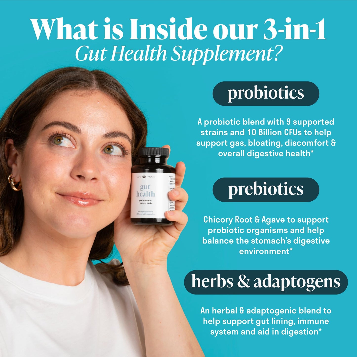 Nuven Naturals All-in-One Gut Health w/Probiotics, Prebiotics, Digestion-Supporting Herbs Nuven NaturalsUS supplements
