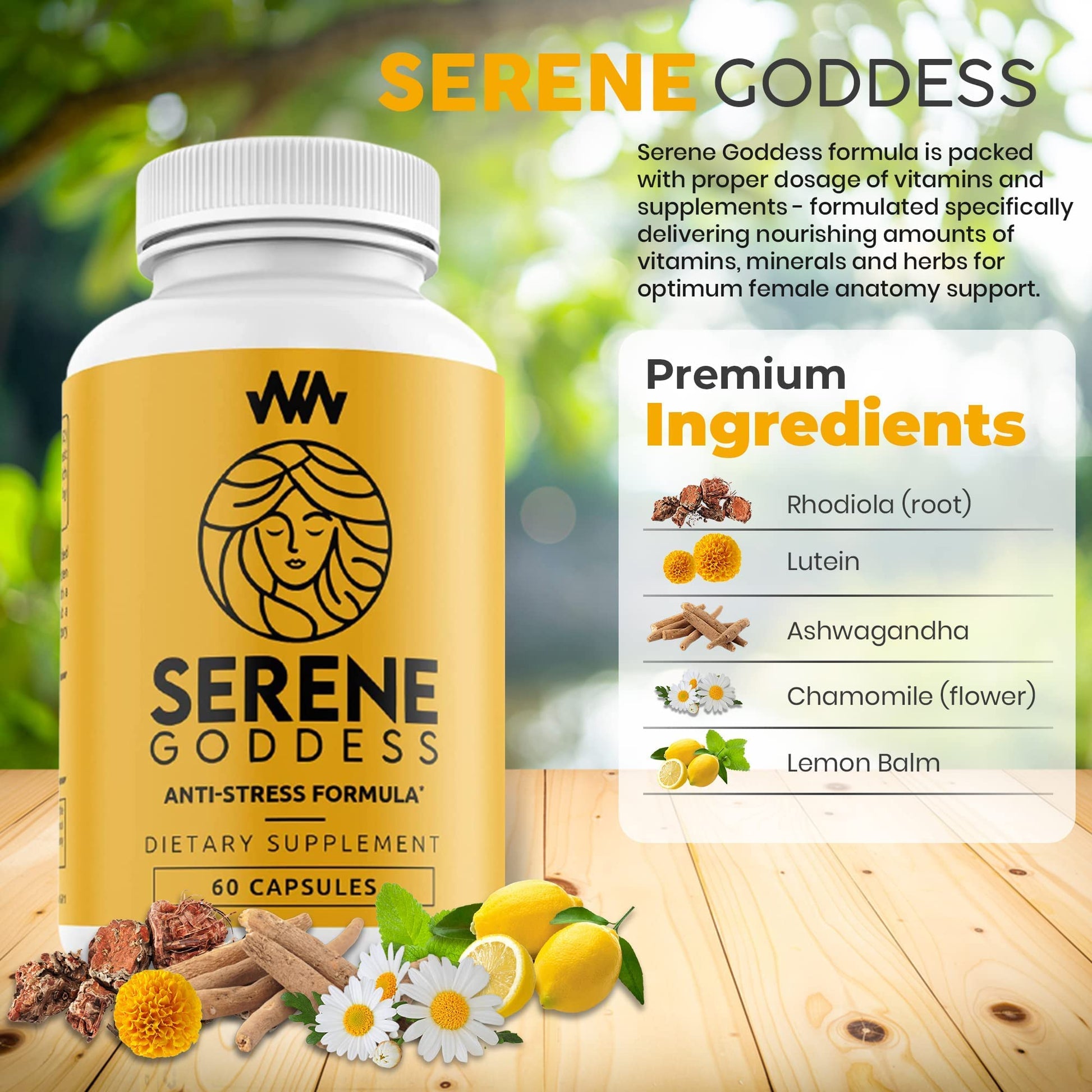Warped Wellness Womens Supplement That Boosts Mood, Helps Relax The Mind & Body, Relieves Tension & Worries| Magnolia Bark for Female Specific Help| Serene Goddess | Vitamin Helps Boost Mood Warped WellnessAu supplements