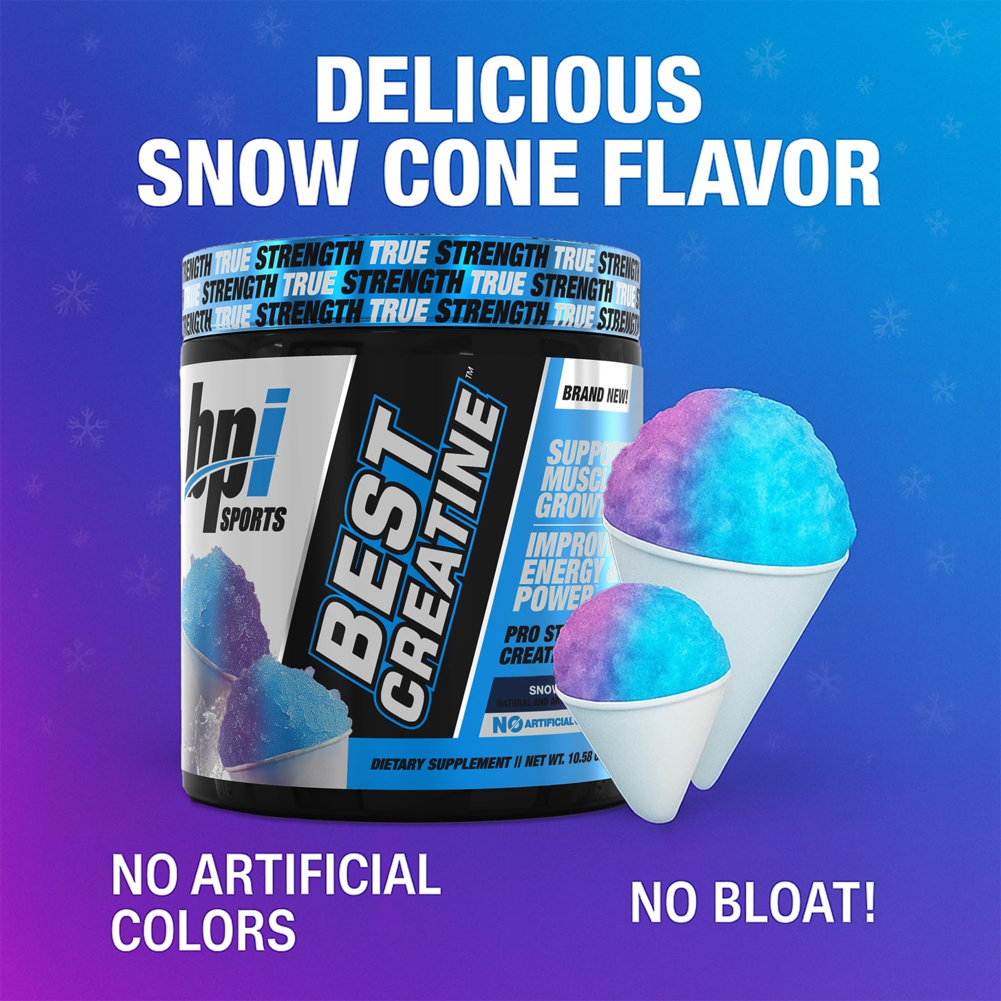 BPI Sports Best Creatine - Creatine Monohydrate Powder for Men & Women, Himalayan Salt - Strength, Pump, Endurance, Muscle Growth, Muscle Definition - No Bloat - Snow Cone - 50 servings - 10.58 Oz BPI SportsAu supplements