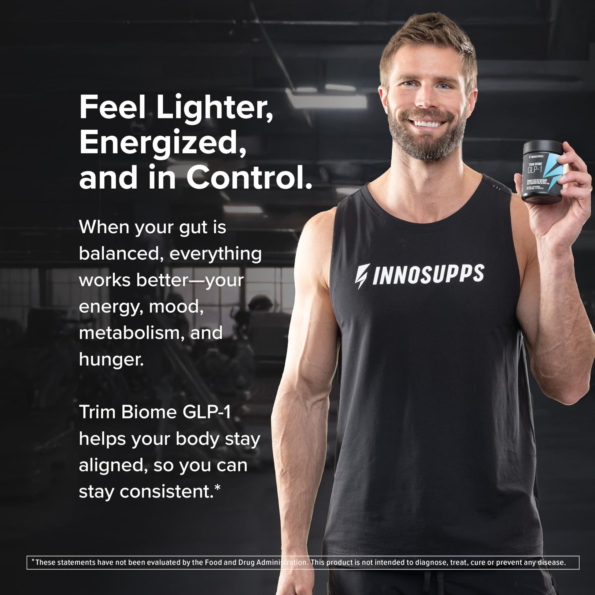InnoSupps Trim Biome GLP-1 - Gut Health + Metabolic Support* - Prebiotic + Probiotic + Postbiotic - Akkermansia + Berberine - 60 Capsules. 30 Servings InnoSuppsAu supplements
