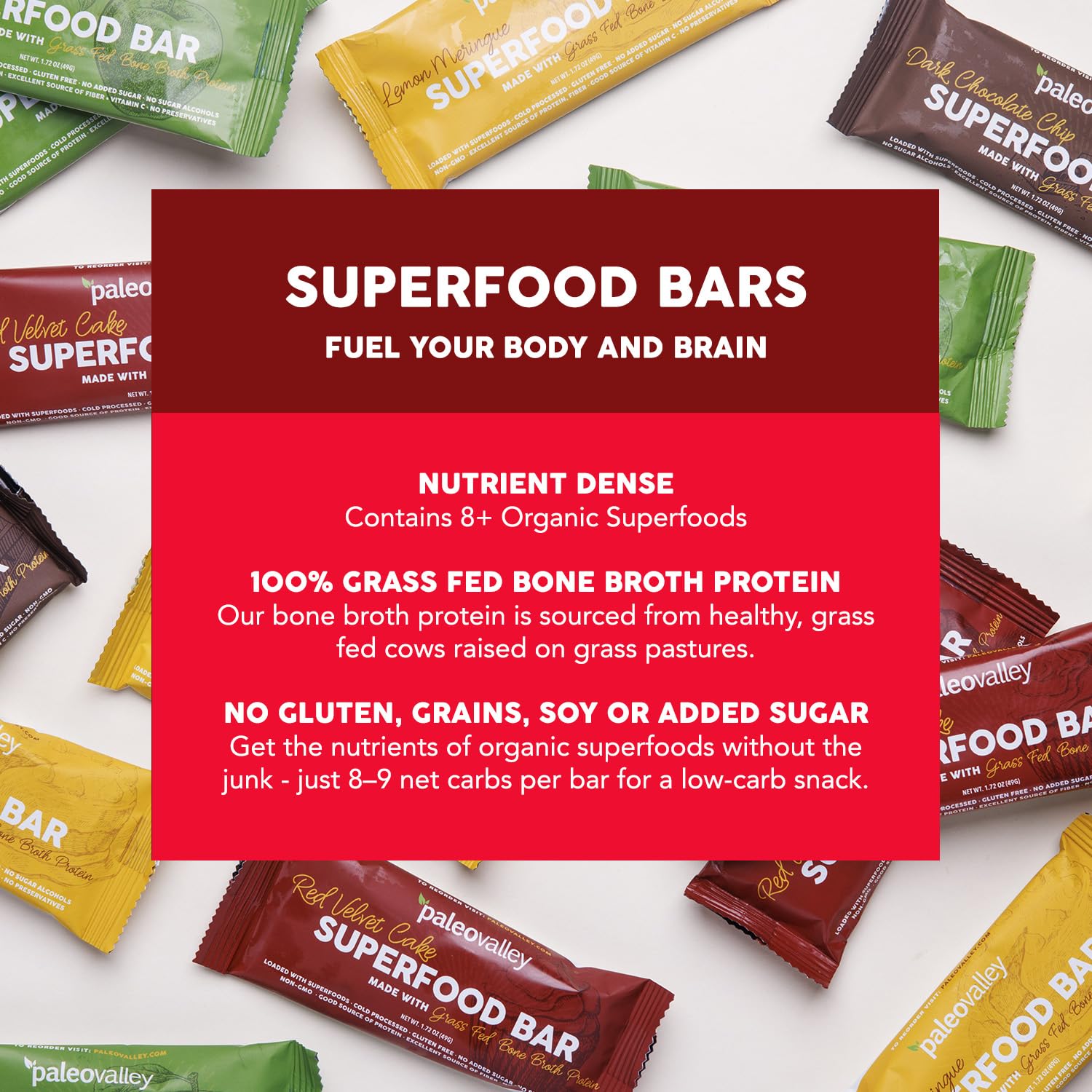 Paleovalley Superfood Bars – Red Velvet– 10 Pack – 9g Protein per Bar – Gluten-Free, Grain-Free, Paleo, Non-GMO – On-the-Go Snack PaleovalleyUS supplements