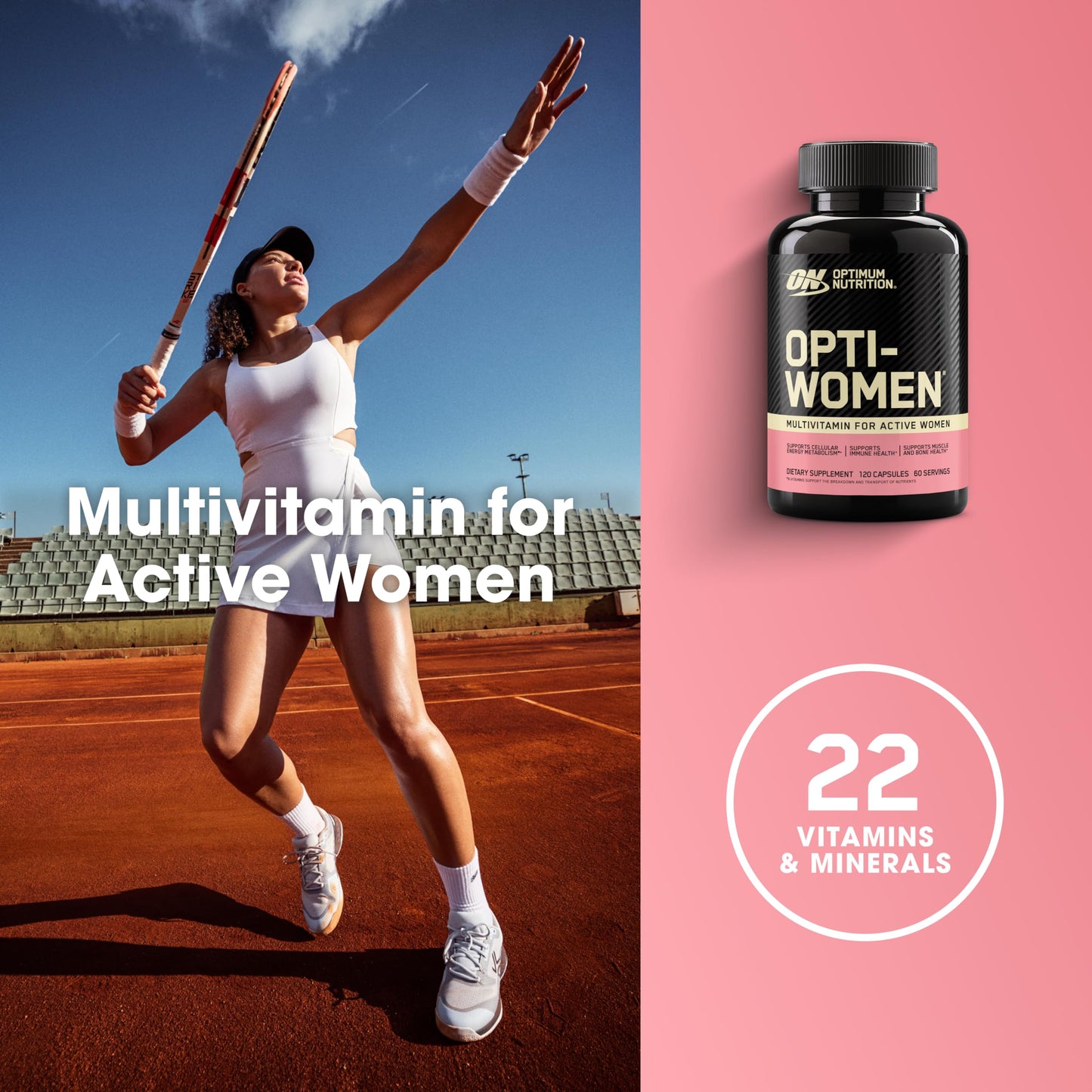 Optimum Nutrition Opti-Women, Vitamin C, Zinc and Vitamin D for Immune Support Womens Daily Multivitamin Supplement with Iron, Capsules, 120 Count Optimum NutritionUS supplements