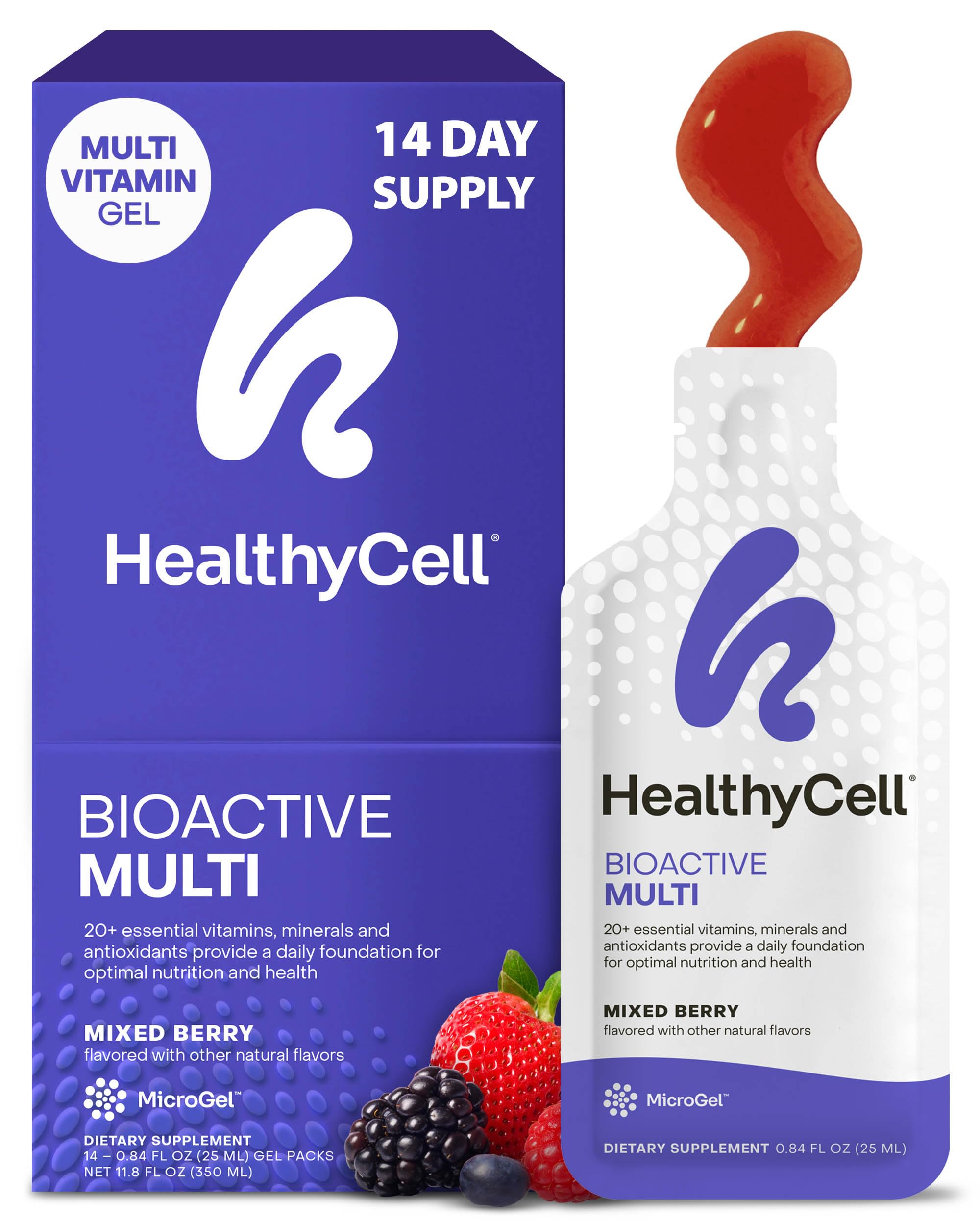 Healthycell Bioactive Daily Liquid Multivitamin for Men & Women – 20+ Essential Vitamins, Minerals & Antioxidants for Brain, Heart, Immune Support, Skin & Hair Support - 14 Gel Packs HealthycellAu supplements
