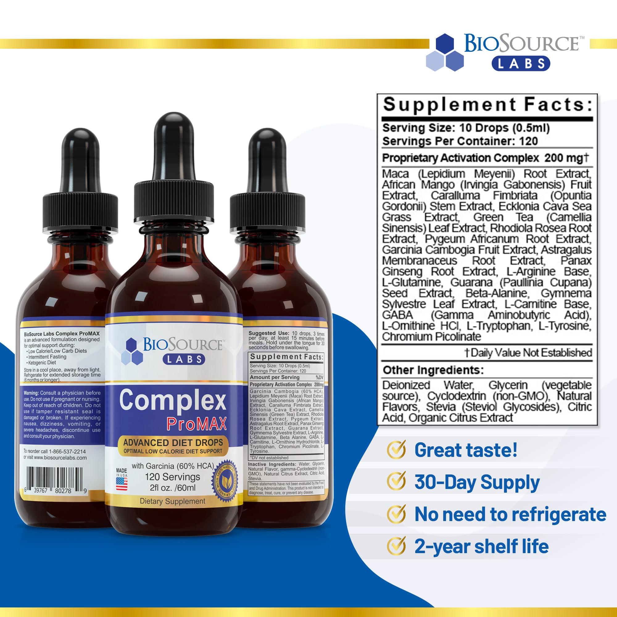 BioSource Labs Complex ProMAX Premium Diet Drops (1 x 2 oz Bottle) BioSource LabsAu supplements