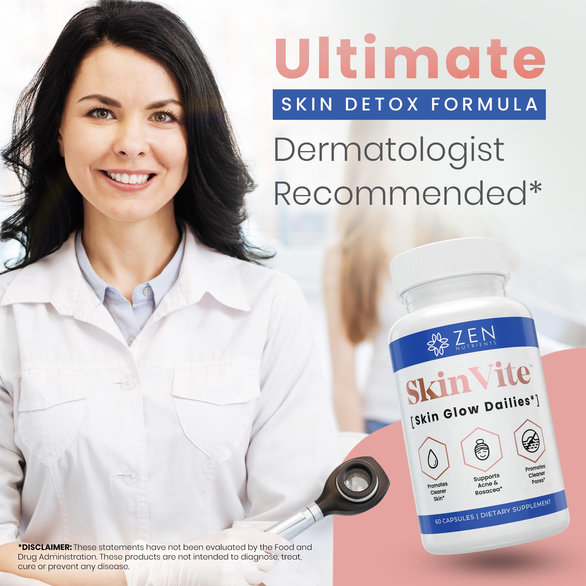 Zen Nutrients SkinVite Natural Skin Supplement for Women, Men & Teens - Hormonal Breakouts & Clear Skin Support Supplement - Detoxifying Vitamin for Acne and Digestion Support Zen NutrientsAu supplements
