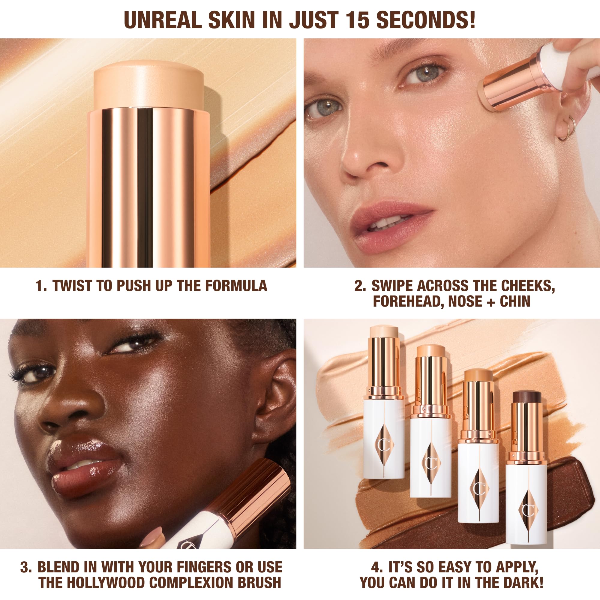 Charlotte Tilbury Unreal Skin Tint & Sheer Glow Hydrating Foundation Stick - Cream Foundation Makeup with Sheer-to-Light Coverage & a Buildable Formula - Blurring, Smoothing & Nourishing - 3 Fair Charlotte TilburyAu supplements