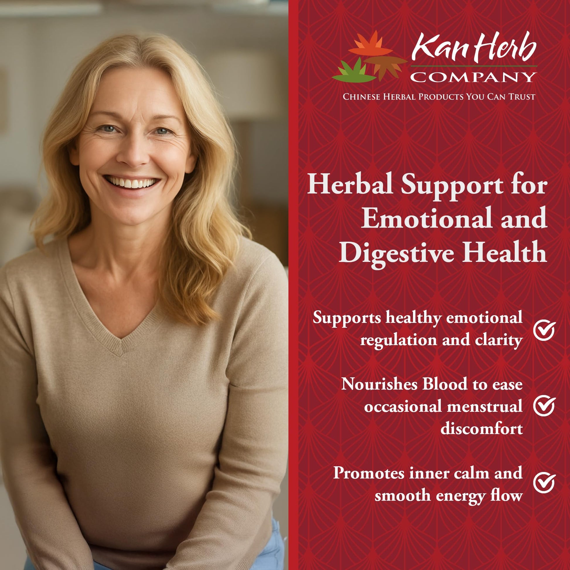 Kan Herbs Company Relaxed Wanderer – Traditional Chinese Herbal Formula to Support Mood, Digestion, and Menstrual Balance, Nourishes Blood, Eases Occasional Tension and Fatigue, 120 Tablets Kan HerbAu supplements