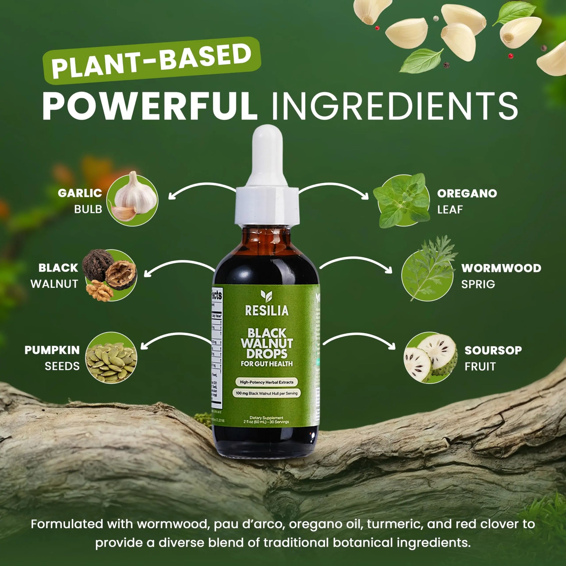 Resilia Herbal Cleanse Liquid Drops – Black Walnut & Wormwood Extract with Pumpkin Seed, Garlic & Turmeric – Alcohol-Free Vegan Tincture for Digestive & Daily Wellness Support, 2 fl oz Resilia Oil Of Oreganonz supplements