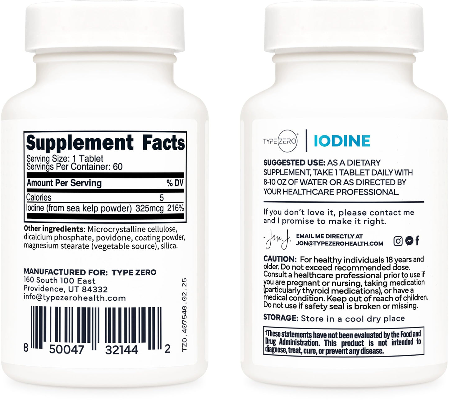 Type Zero Clean Iodine Tablets (60 Servings, 325 MCG Per Serving) - from Sea Kelp, Non-GMO, Gluten Free Type ZeroUS supplements