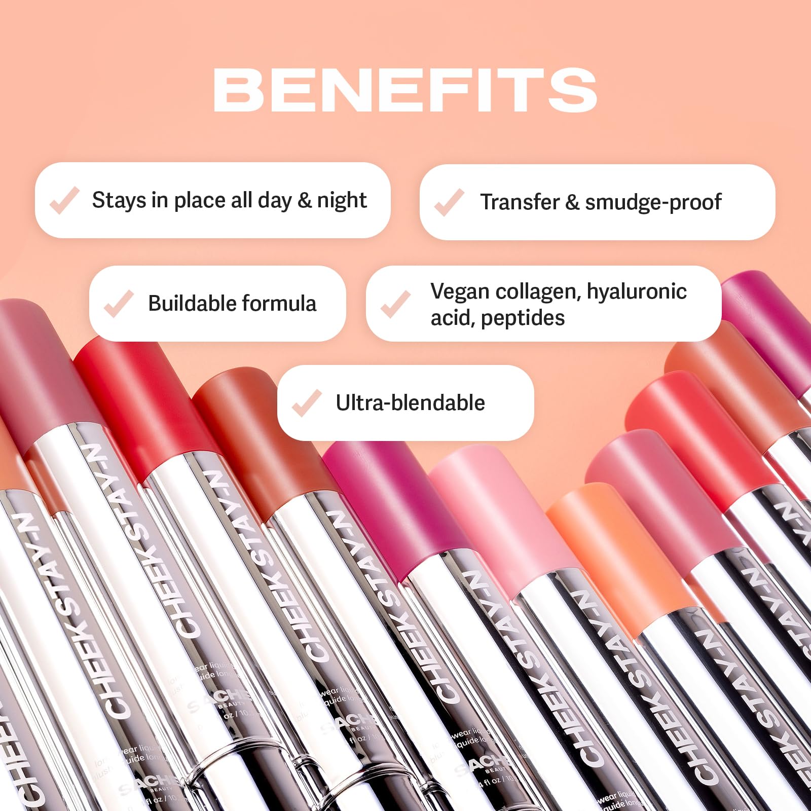 Sacheu Cheek STAY-N Liquid Blush for Cheeks — High Pigment, Buildable, Lightweight Cream Blush for Dewy & Radiant Flushed Cheeks — Long-lasting & Cruelty Free, I'm Guilty SacheuAu supplements