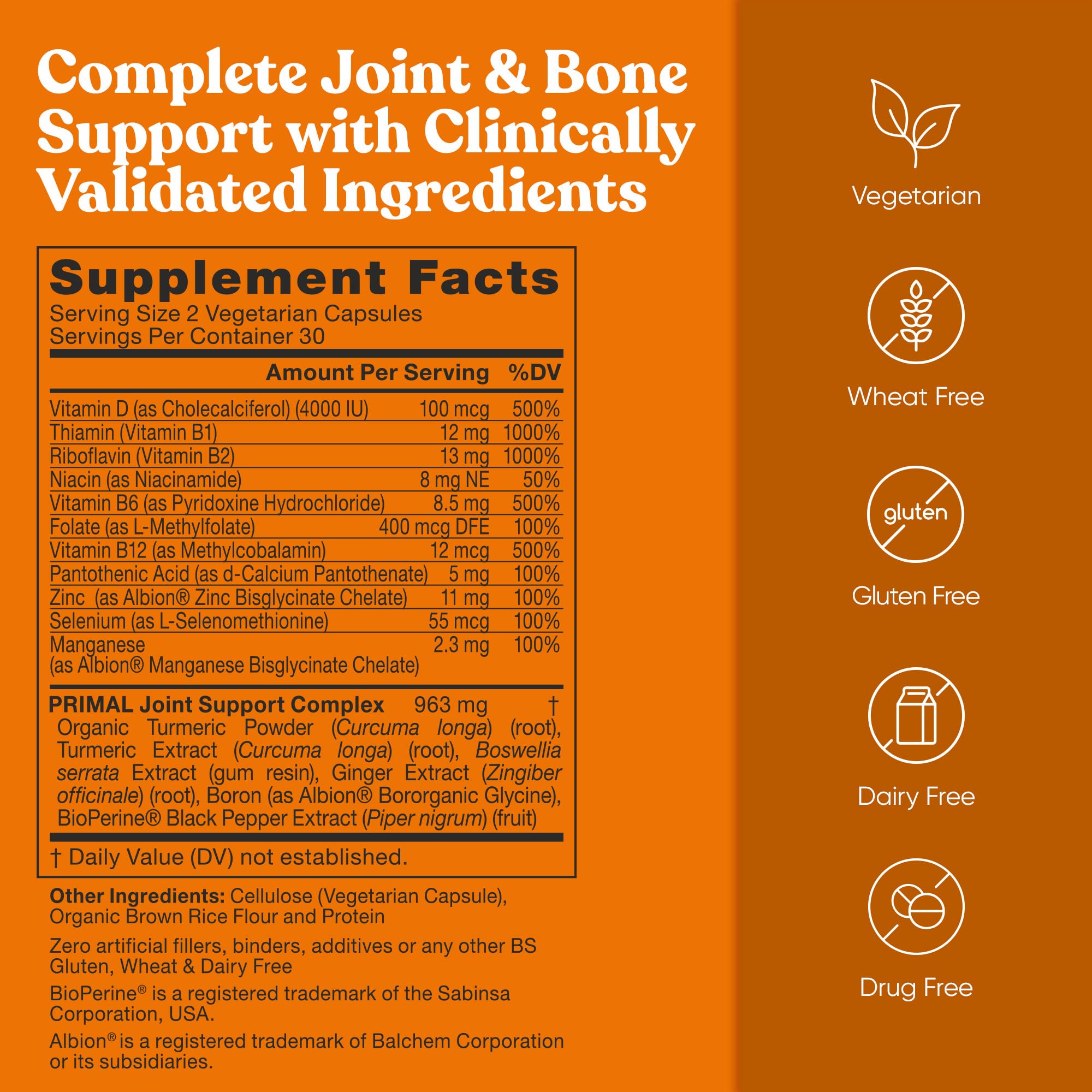 Primal Joint & Mobility Support - Advanced Joint Support Supplement for Women and Men - Turmeric, Boswellia, Ginger and Boron for Whole-Body Flexibility, Joint Health & Comfort - 60 Veg Soft Capsules Eu NaturalAu supplements