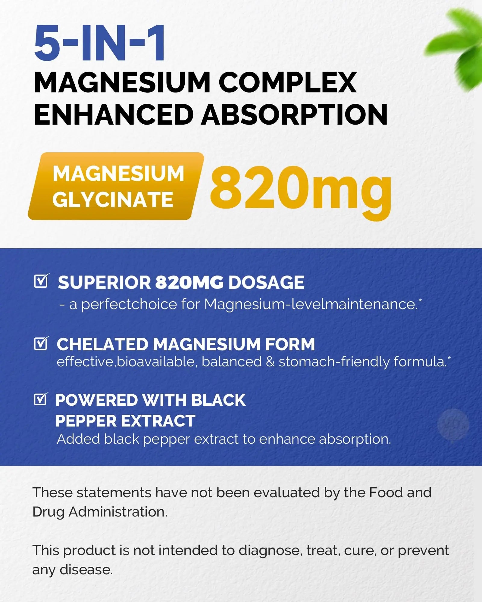 820mg Magnesium Complex 240 Veggie Capsules,for Women & Men with Magnesium Glycinate,Citrate, Malate,Taurate & L-Threonate for Sleep, Mood, Muscle Relaxation & Nerve Function Vegan Friendly, Non-GMO FreeCarenz supplements