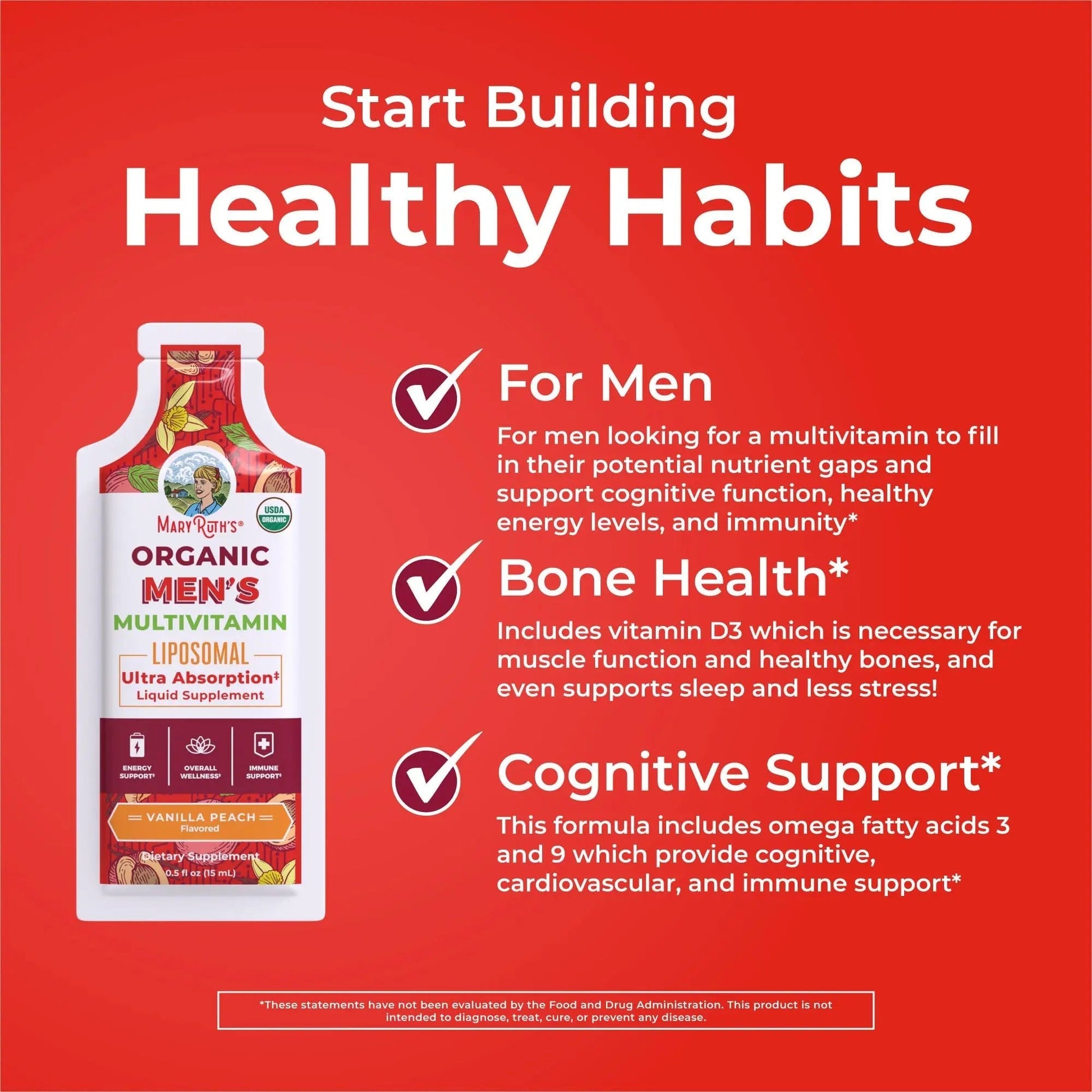 MaryRuth Organics Multivitamin for Men | USDA Organic | Sugar Free Mens Multivitamin Liposomal | Liquid Vitamins for Men | MARYRUTH'SAu supplements