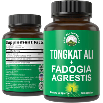 Tongkat Ali + Fadogia Agrestis 2-in-1 T Supplement for Men. Ultra High Strength Tongkat-Ali Longjack Extract + Fadogia Agrestis Extract. Vegan Capsules. Support Natural Energy. USA Tested Pills Peak PerformanceAu supplements