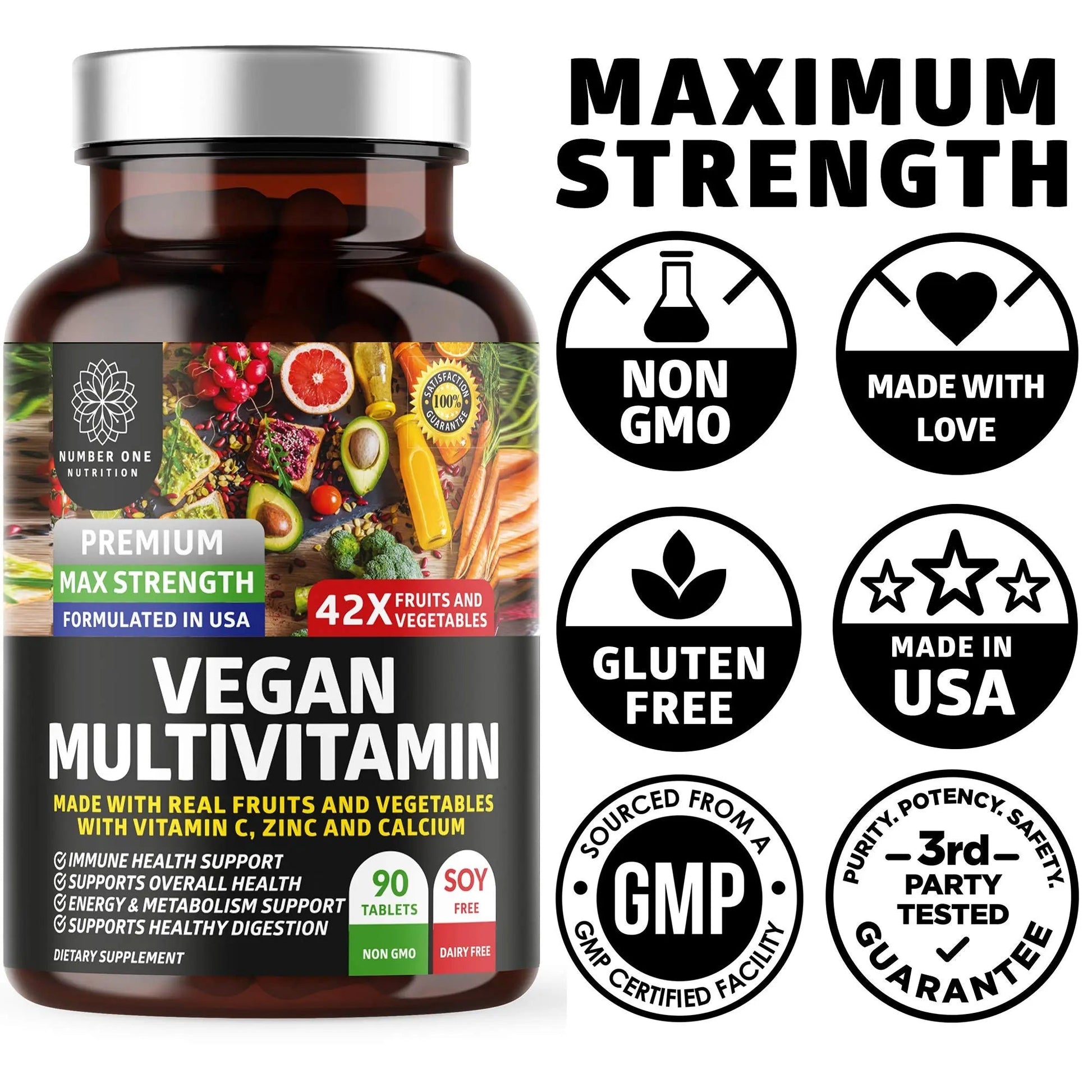 N1N Premium Plant Based Multivitamin [42 Powerful Ingredients] Men & Women Daily Multivitamins with Raw Veggies and Fruits, Probiotics Number One NutritionAu supplements