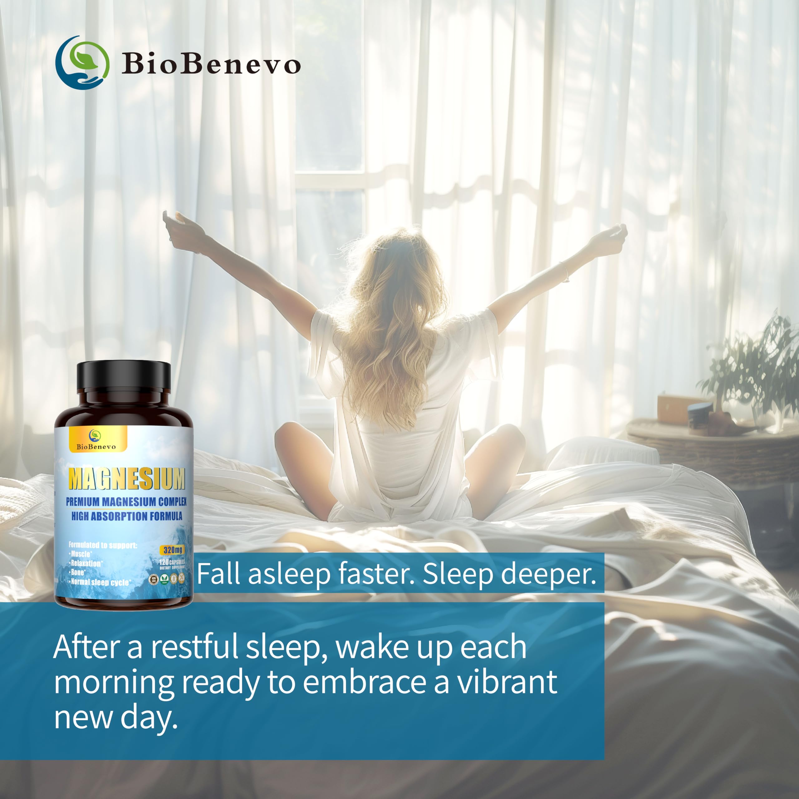 5-in-1 Magnesium Complex | 320mg of Magnesium Glycinate, Malate, Citrate… | Support for Sleep, Muscle Relaxation, and Energy Metabolism | High Absorption | Vegan, Non-GMO | 120 Capsules BioBenevoAu supplements