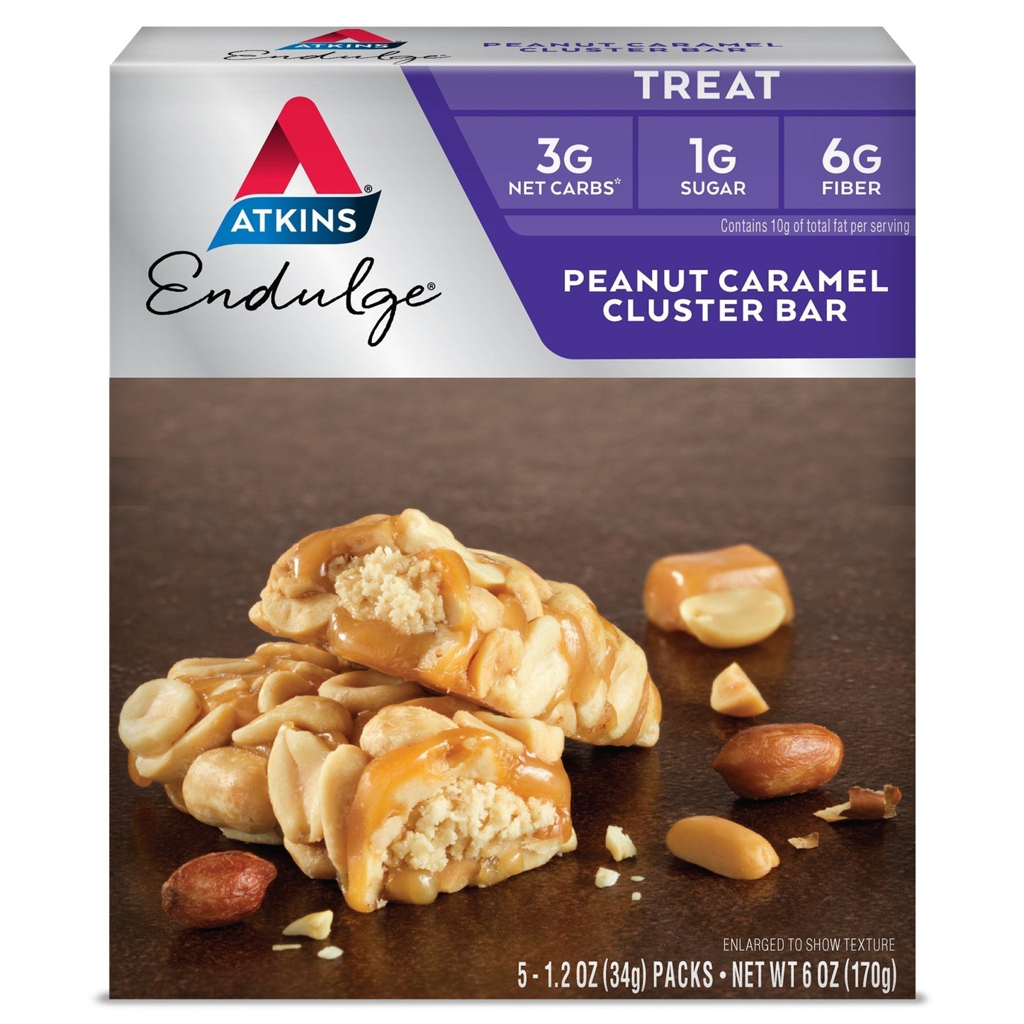 Atkins Peanut Caramel Cluster Bar, Dessert Favorite, High in Fiber, 3g Net Carb, 1g Sugar AtkinsUS supplements