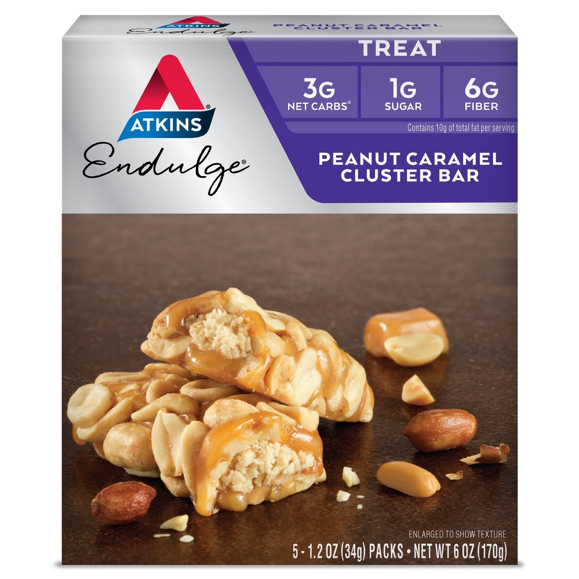 Atkins Peanut Caramel Cluster Bar, Dessert Favorite, High in Fiber, 3g Net Carb, 1g Sugar AtkinsUS supplements