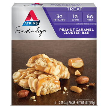 Atkins Peanut Caramel Cluster Bar, Dessert Favorite, High in Fiber, 3g Net Carb, 1g Sugar AtkinsUS supplements