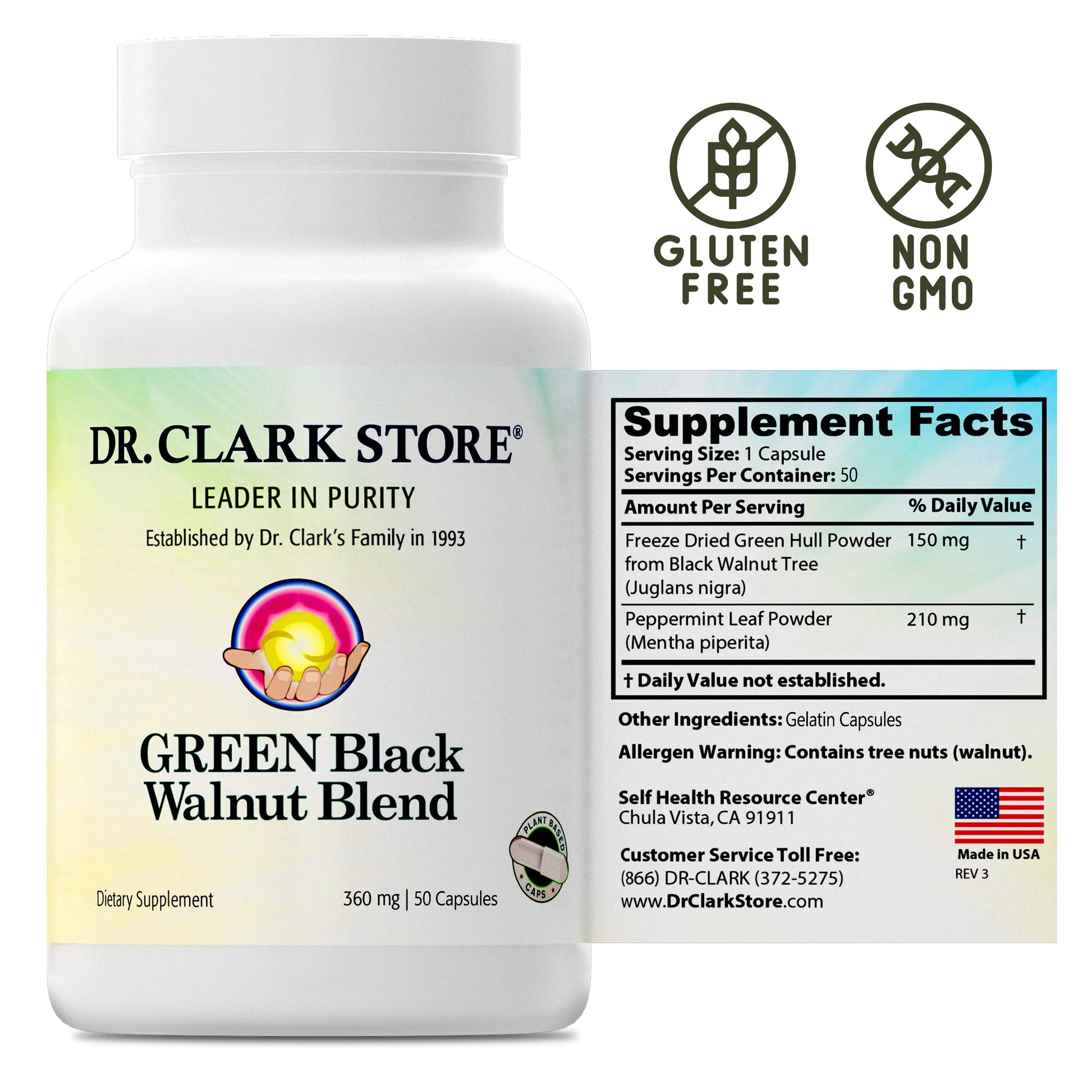 Dr Clark Green Black Walnut Blend - Freeze Dried Hull Dietary Supplement, Extra Strength Formula from All Natural Walnuts, Supports Healthy Intestinal Environment, 360mg, 50 Gelatin Capsules Dr Clark StoreAu supplements