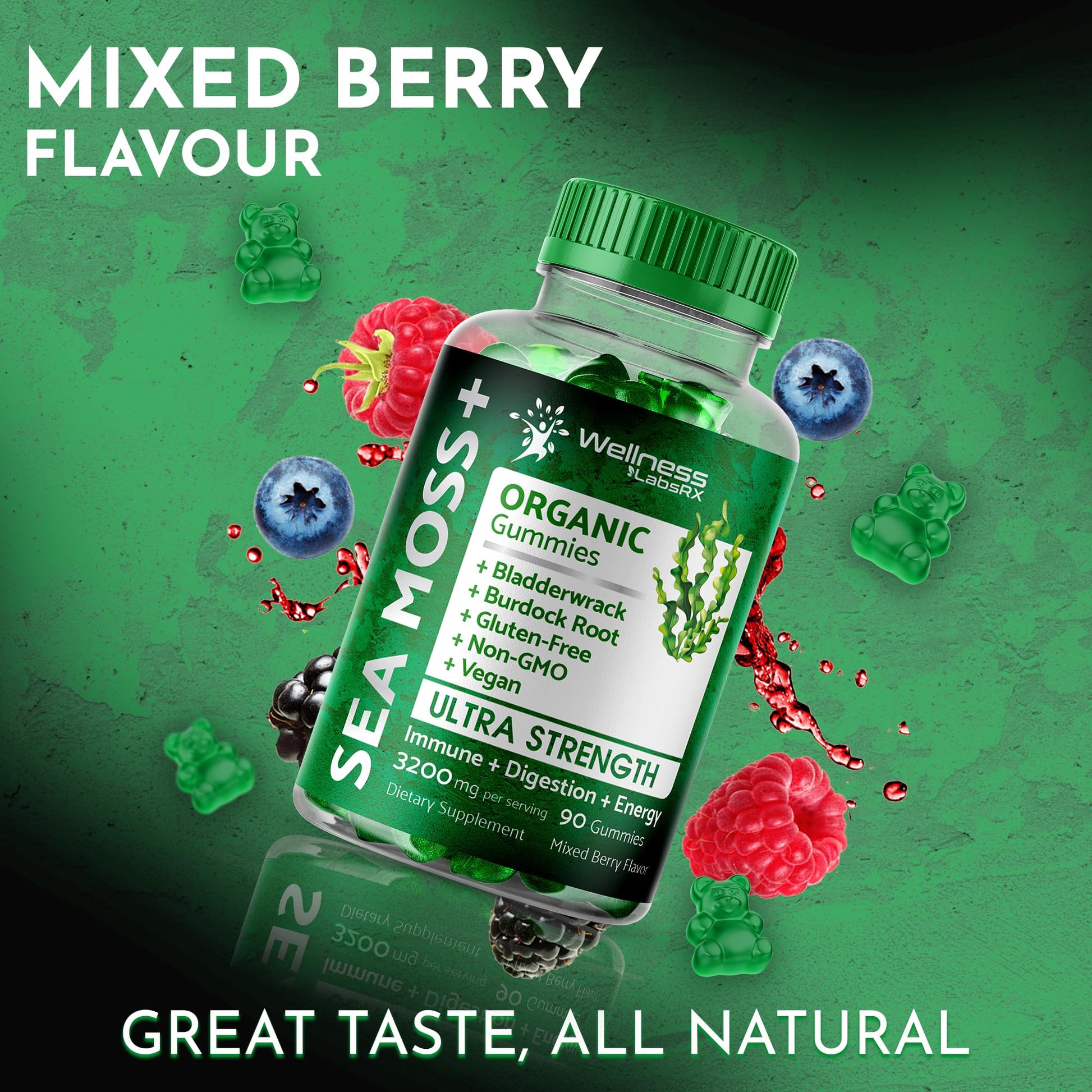WELLNESS LABSRX Sea Moss Gummies, 3200mg Organic Seamoss, Irish Sea Moss WELLNESS LABSRXUS supplements