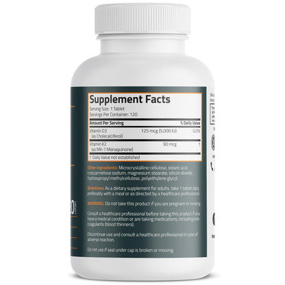 Bronson Basics Vitamin K2 D3 (MK7) Supplement Non-GMO Formula 5000IU (125 mcg) BronsonUS supplements