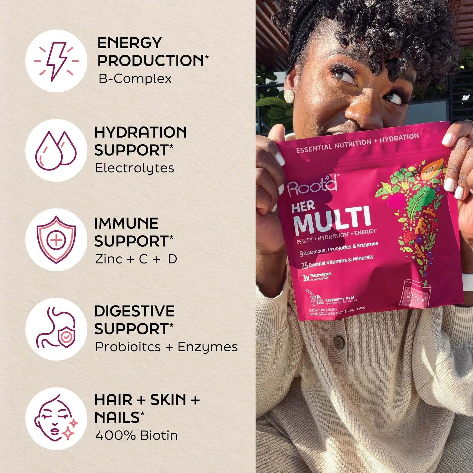Root'd Multivitamin Powder for Women - 25 Vitamins & Minerals with 3X Electrolytes, 9 Organic Superfoods, Probiotics & Enzymes Root'dAu supplements