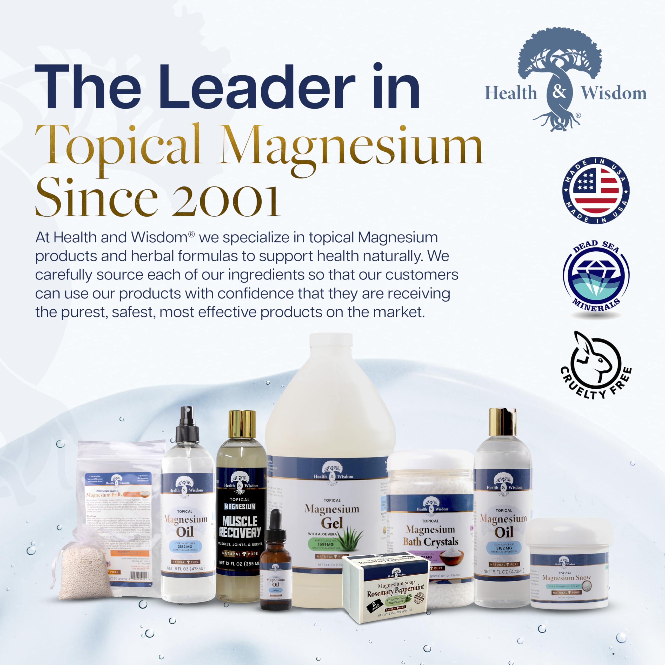 Health and Wisdom Pure Magnesium Gel with Seaweed Extract and Aloe Vera - Topical Muscle & Joint Relief- Natural and Pure Skin & Scalp Moisturizing - Enhanced Absorption - 12 Fl oz Health and WisdomAu supplements