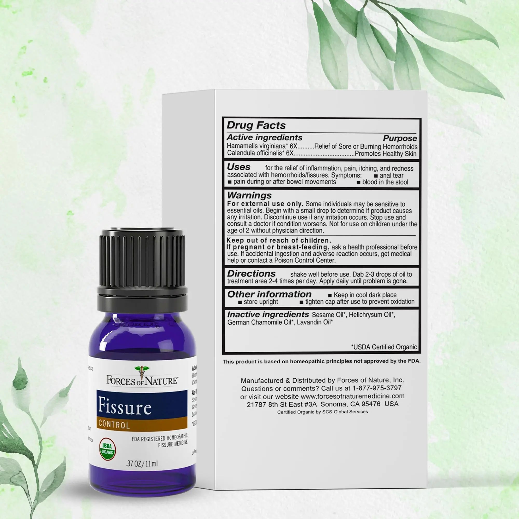 Forces of Nature Fissure Control, Organic Homeopathic Treatment with Witch Hazel for Anal Fissures, Hemorrhoid Related Irritation & Discomfort, Fast, Natural Topical Relief, 1 Fl Oz Forces of NatureAu supplements