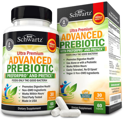 Prebiotics for Advanced Gut Health - Immune System Support & Dietary Fiber BioSchwartzUS supplements