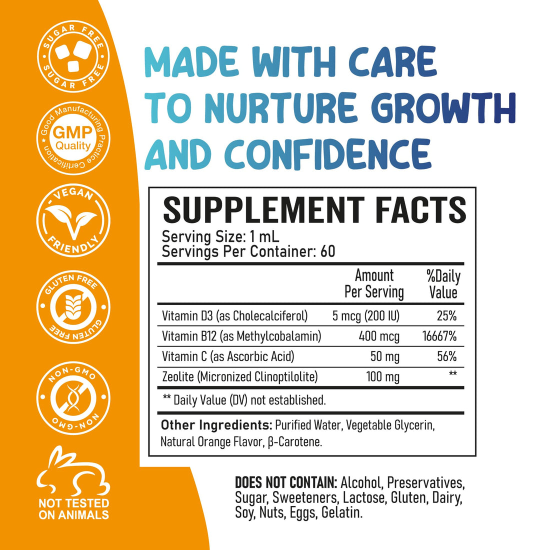 Zoyki Speech Therapy Drops for Kids - Speech Support Supplement for Communication Delay Cognitive Function Language & Brain Development with Zeolite Vitamins B12 D3 C - Sugar Free Gluten-Free Vegan ZoykiAu supplements