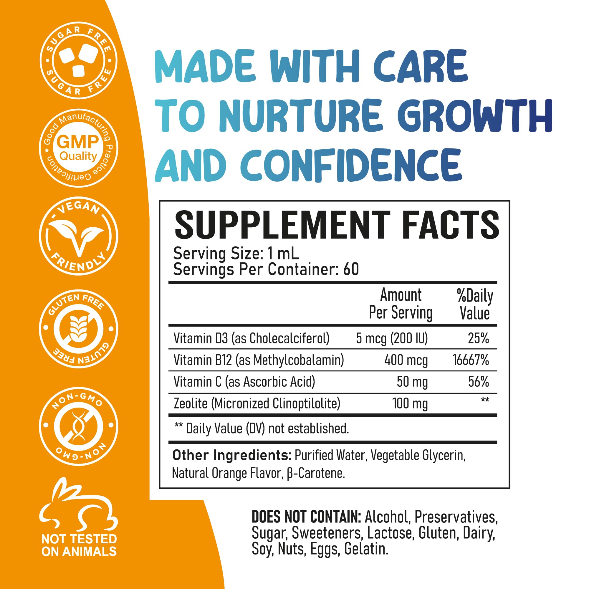 Zoyki Speech Therapy Drops for Kids - Speech Support Supplement for Communication Delay Cognitive Function Language & Brain Development with Zeolite Vitamins B12 D3 C - Sugar Free Gluten-Free Vegan ZoykiAu supplements