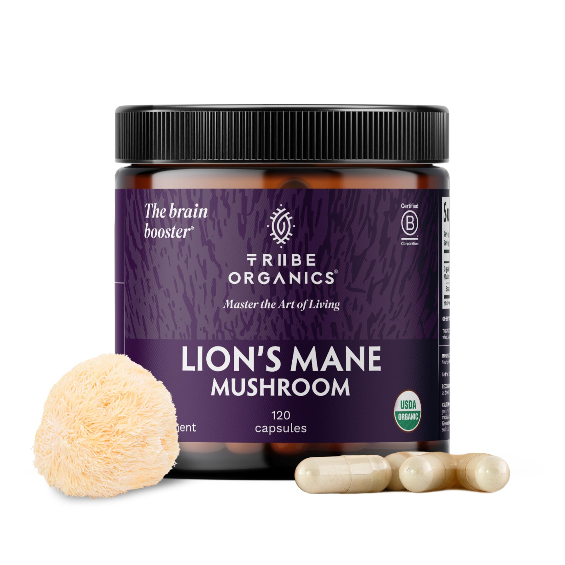 TRIBE ORGANICS Lion’s Mane Supplement 1000mg Mushroom Extract Powder - Immune System Booster & Brain Nootropic for Focus and Memory | Mental Clarity | Natural Energy and Immunity - 120 Vegan Capsules TRIBE ORGANICSAu supplements