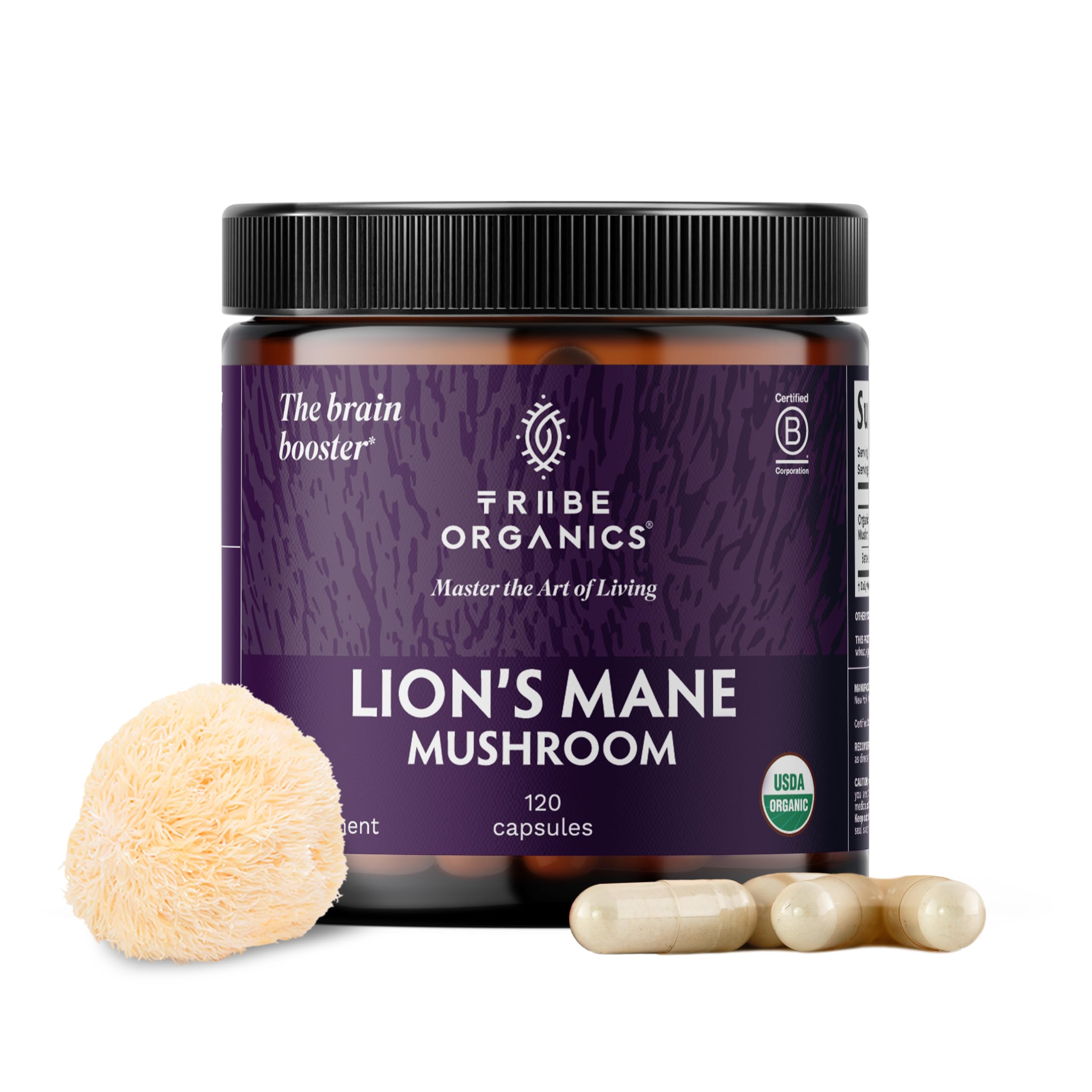 TRIBE ORGANICS Lion’s Mane Supplement 1000mg Mushroom Extract Powder - Immune System Booster & Brain Nootropic for Focus and Memory | Mental Clarity | Natural Energy and Immunity - 120 Vegan Capsules TRIBE ORGANICSAu supplements