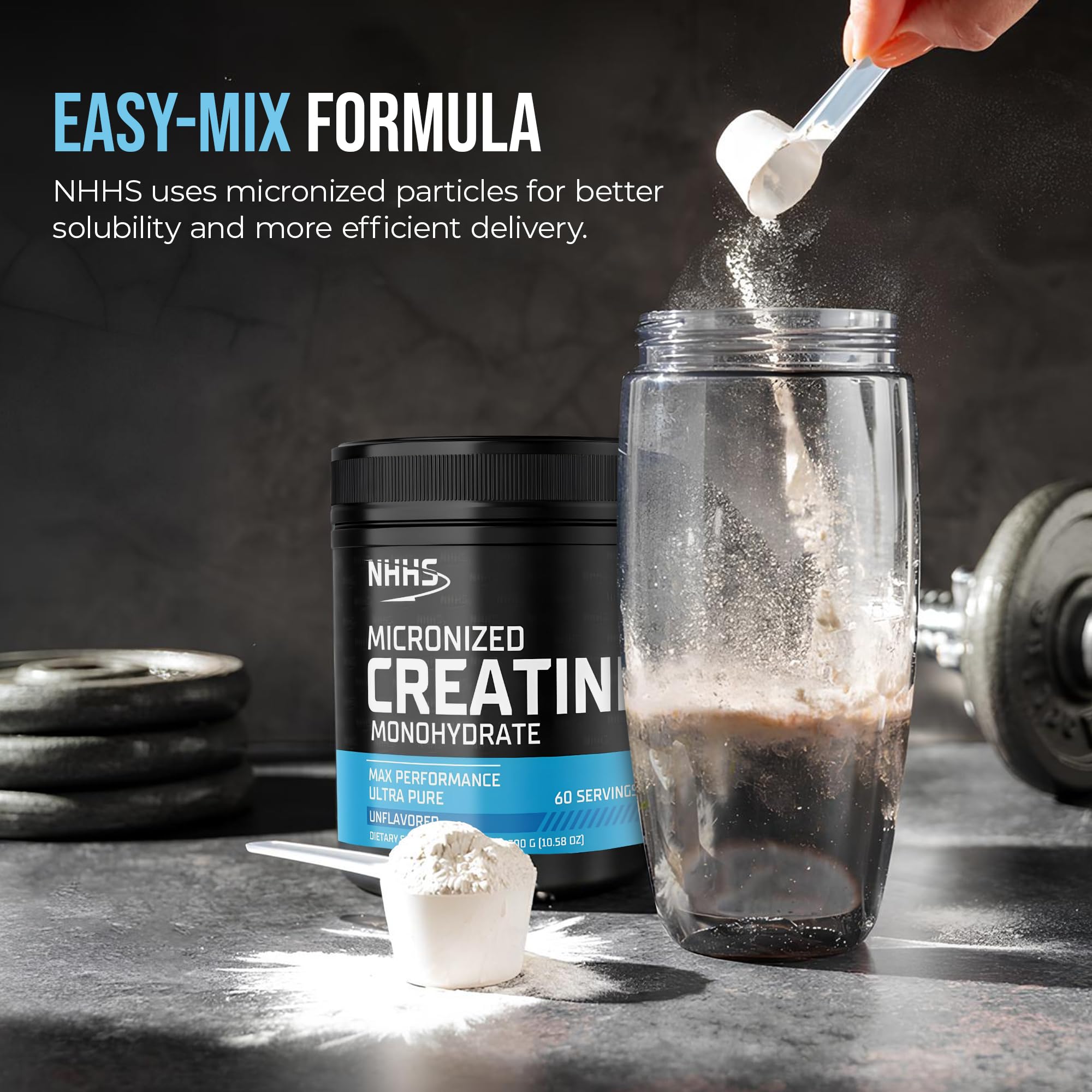 NHHS Micronized Creatine Monohydrate – Supports Strength & Muscle Performance | Ultra-Pure, Unflavored, 60 Servings, 300 Grams – Made in USA, Gluten-Free, Non-GMO NHHSAu supplements