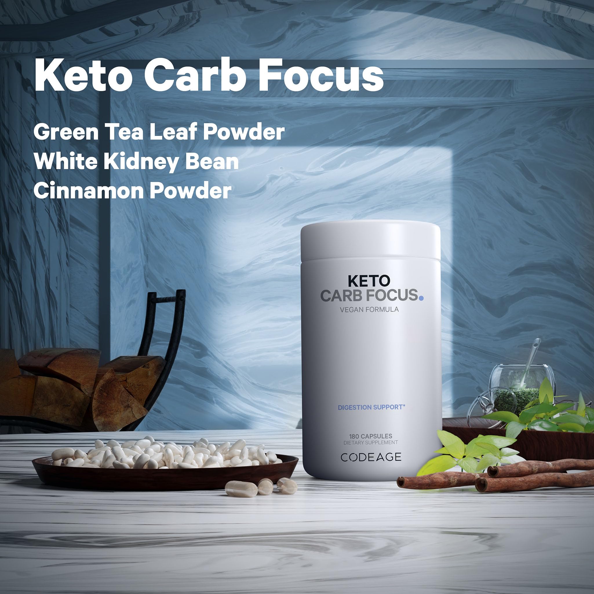 Codeage Keto Carb, White Kidney Bean, Green Tea & Cinnamon Bark Supplement, Triple Action Keto Cheat Vegan Pills, Ketogenic, Low Carb Diet Sugar, 3 Months Supply, Non-GMO, Gluten-Free, 180 Capsules CodeageAu supplements