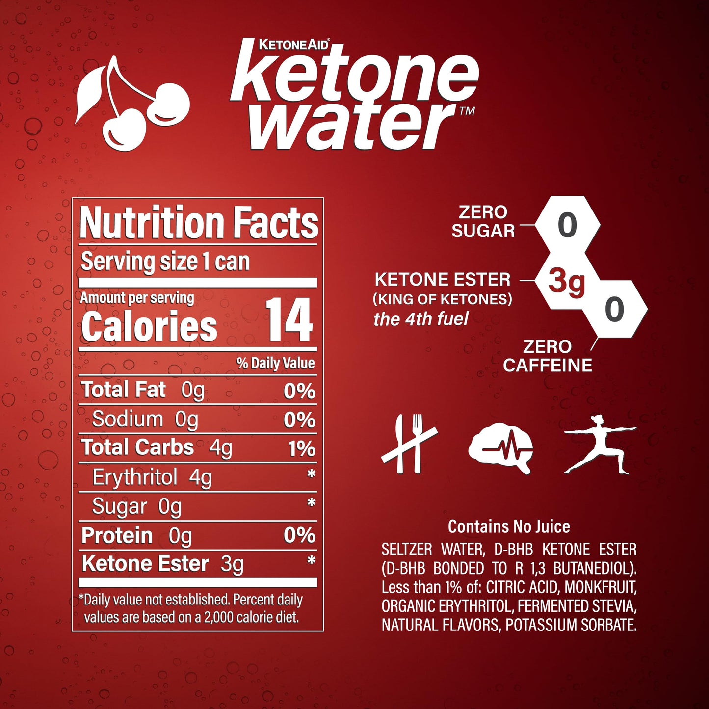 KetoneWater | Functional Sparkling Water w/Ketone Ester (3 Grams) | Black Cherry Flavor KetoneAidUS supplements