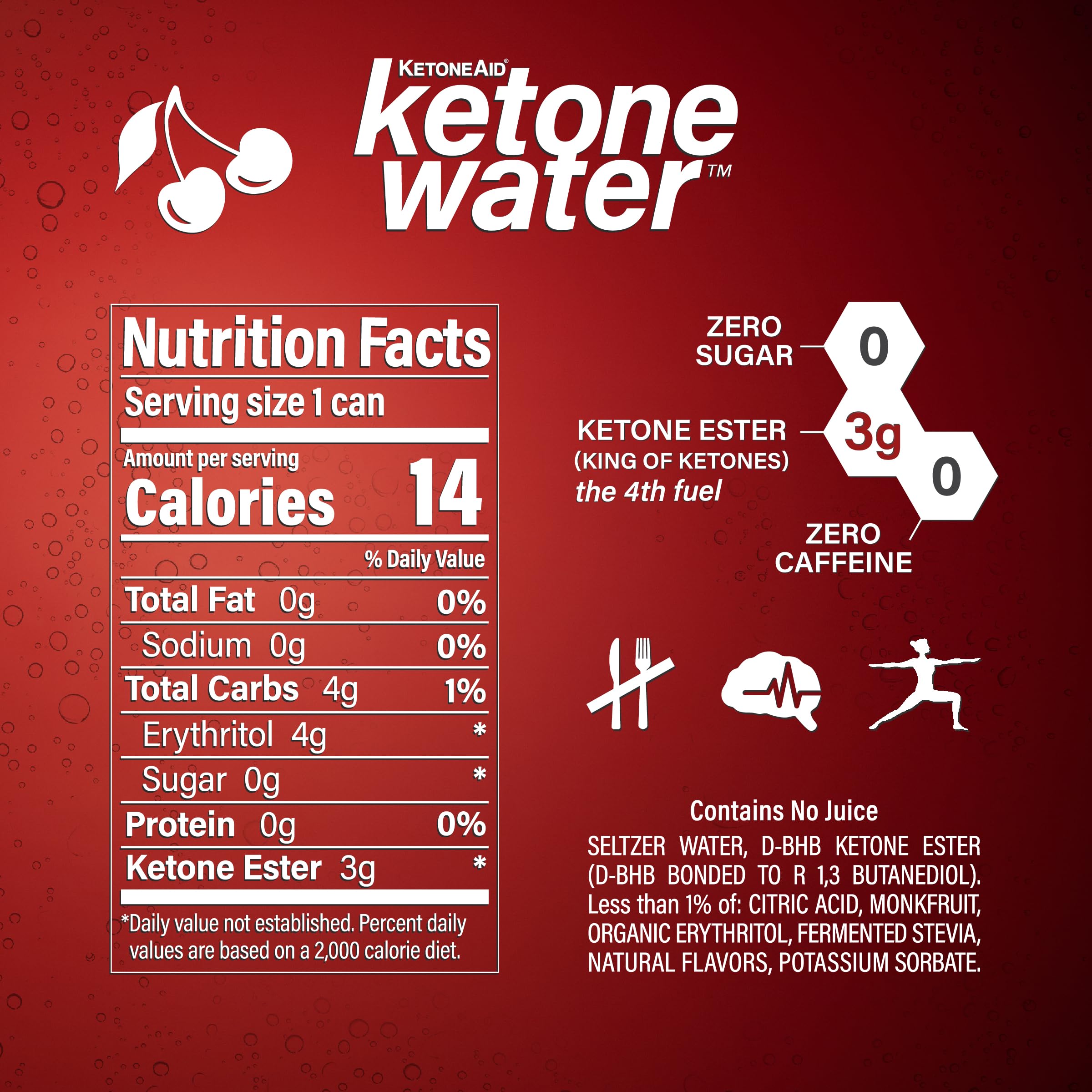 KetoneWater | Functional Sparkling Water w/Ketone Ester (3 Grams) | Black Cherry Flavor KetoneAidAu supplements