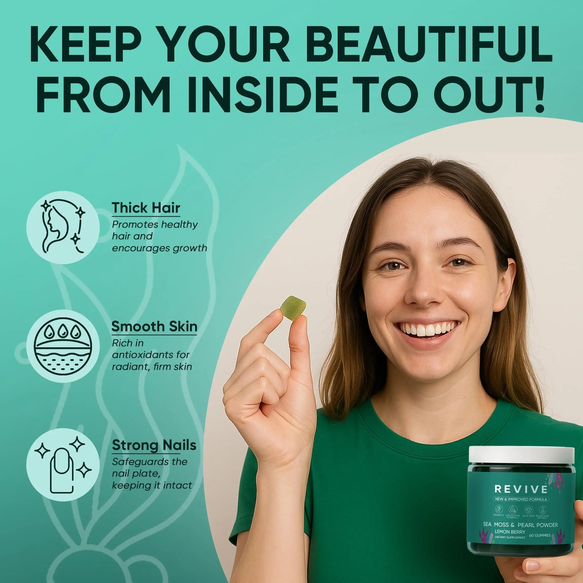 Neonomicon Balmbare Revive Gummies for Hair Loss - Sea Moss Gummies with Vitamin C, Vitamin E, Aloe Vera, Pearl Powder Supports Faster Hair Growth NeonomiconAu supplements