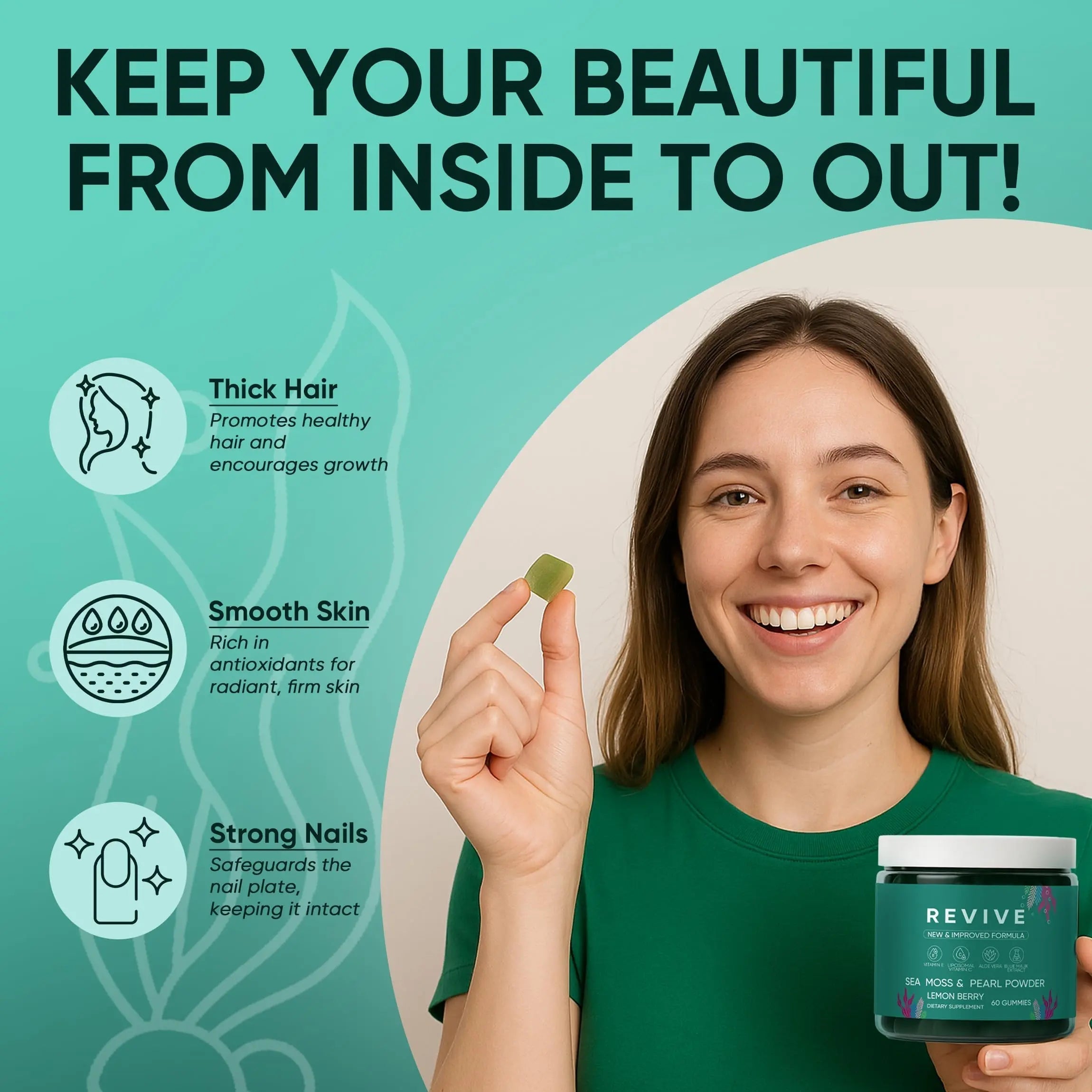 Neonomicon Balmbare Revive Gummies for Hair Loss - Sea Moss Gummies with Vitamin C, Vitamin E, Aloe Vera, Pearl Powder Supports Faster Hair Growth NeonomiconAu supplements