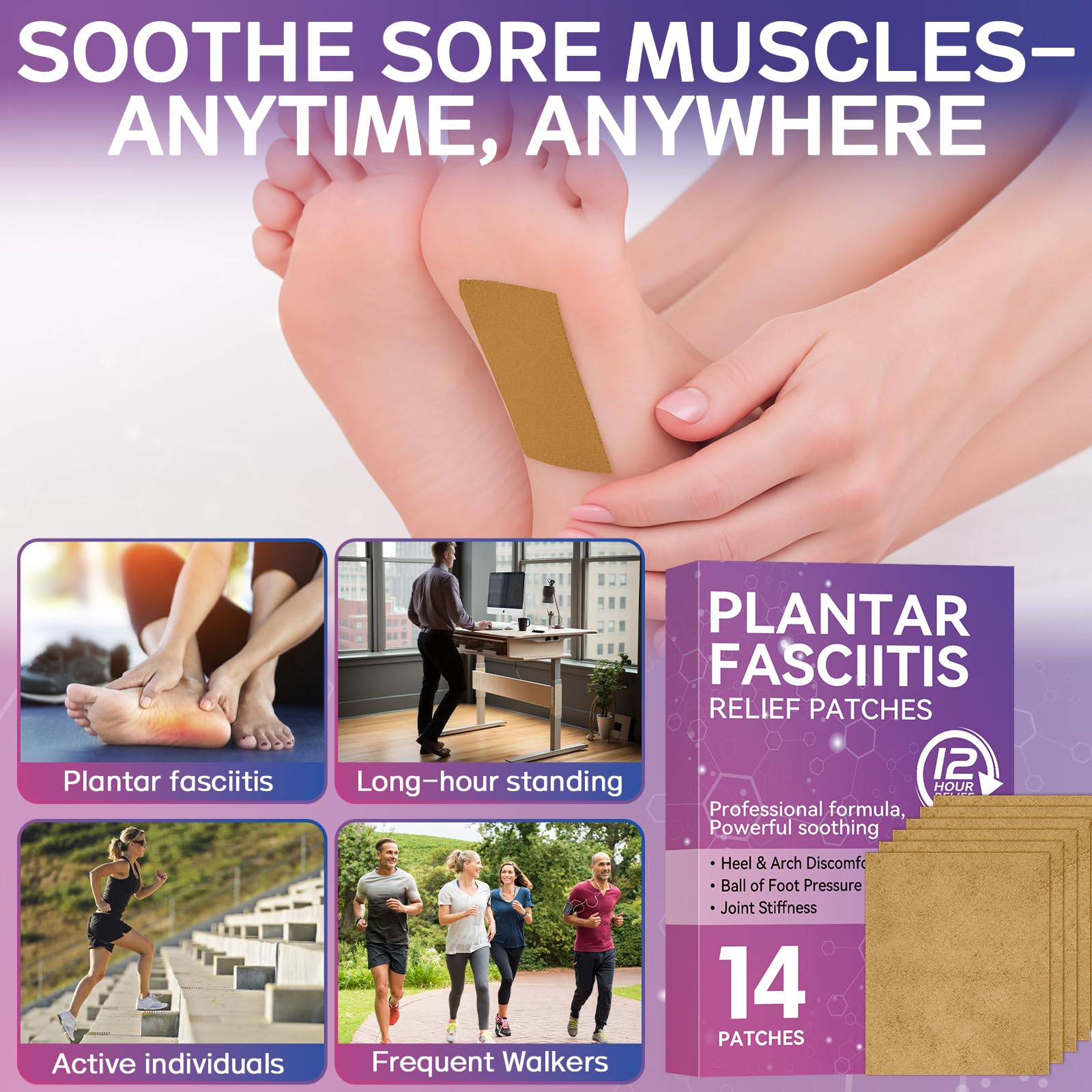 Mosconly Plantar Fasciitis Relief 14 Pcs, Natural Heel Discomfort Relief for Plantar Fasciitis, 12 Hour Maximum Strength Deep Hot, Soothing of Joint Soreness for Heel Discomfort MosconlyAu supplements
