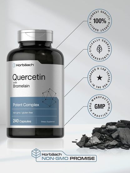 Quercetin with Bromelain Supplement | 240 Capsules | Non-GMO and Gluten Free HorbäachUS supplements