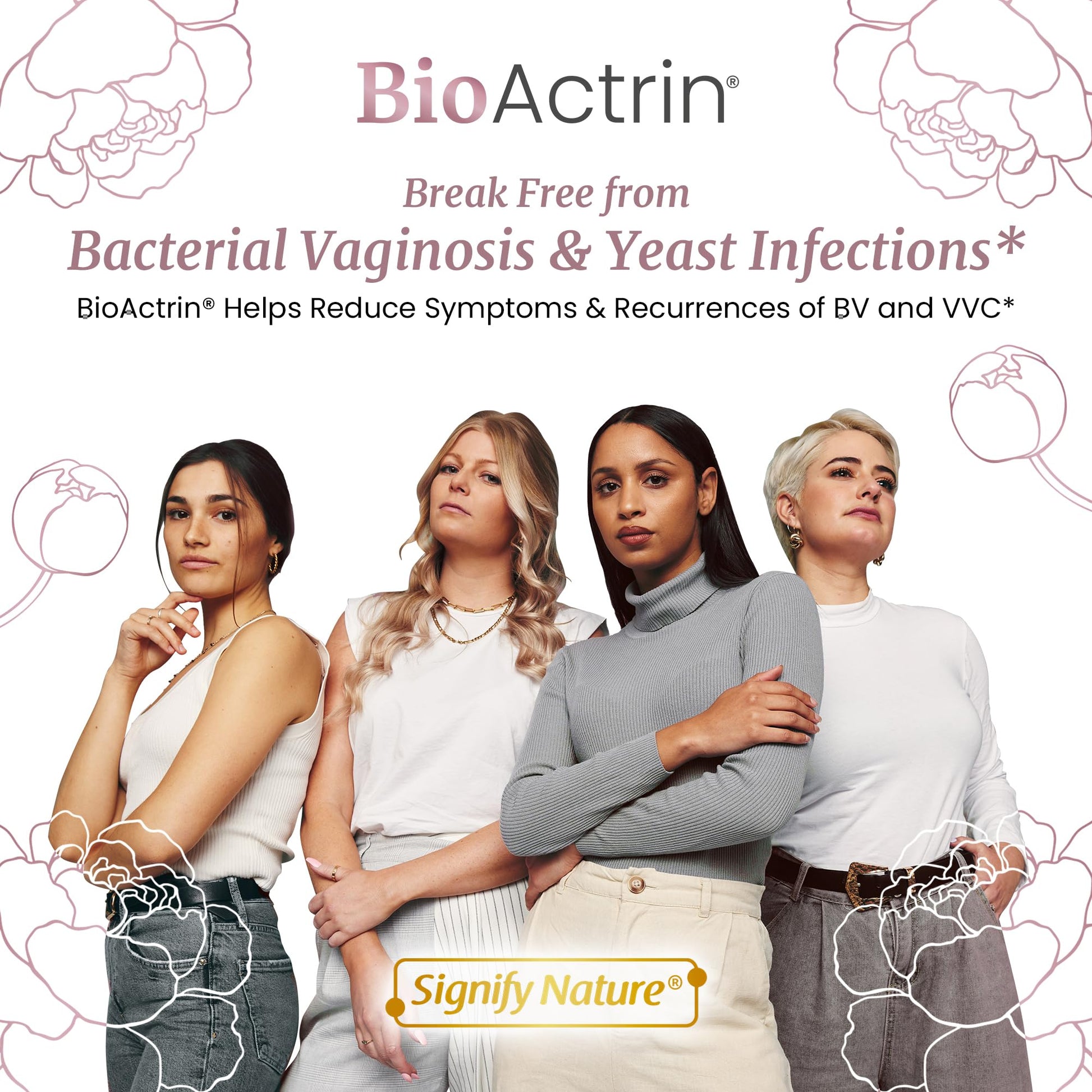 SIGNIFY NATURE Bioactrin Vaginal Probiotics for Women - Bacterial Vaginosis & Yeast Infection Treatment - BV Probiotic - pH Vaginitis Support-28 Pills SIGNIFY NATUREAu supplements