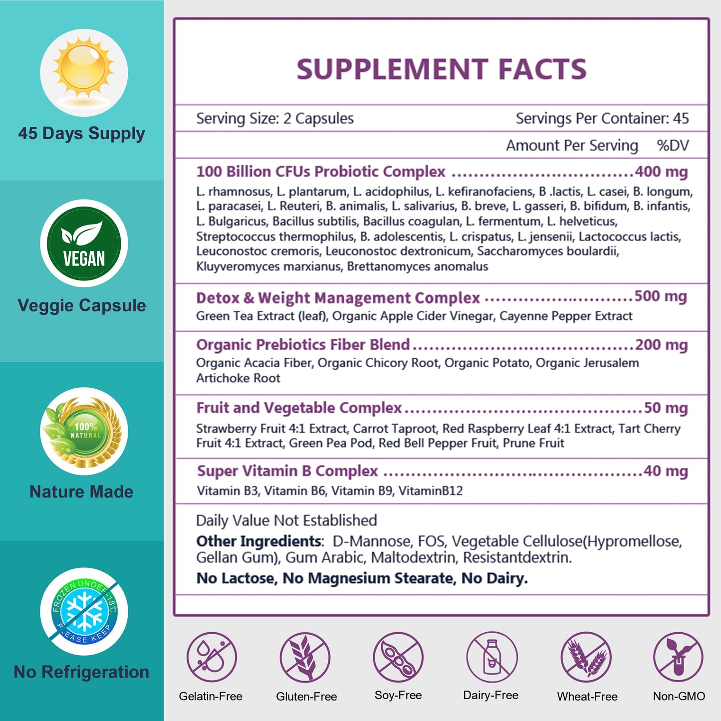 Probiotics for Women-Men-Kids Digestive Health, Prebiotics and Probiotics for Women NATURE TARGETUS supplements