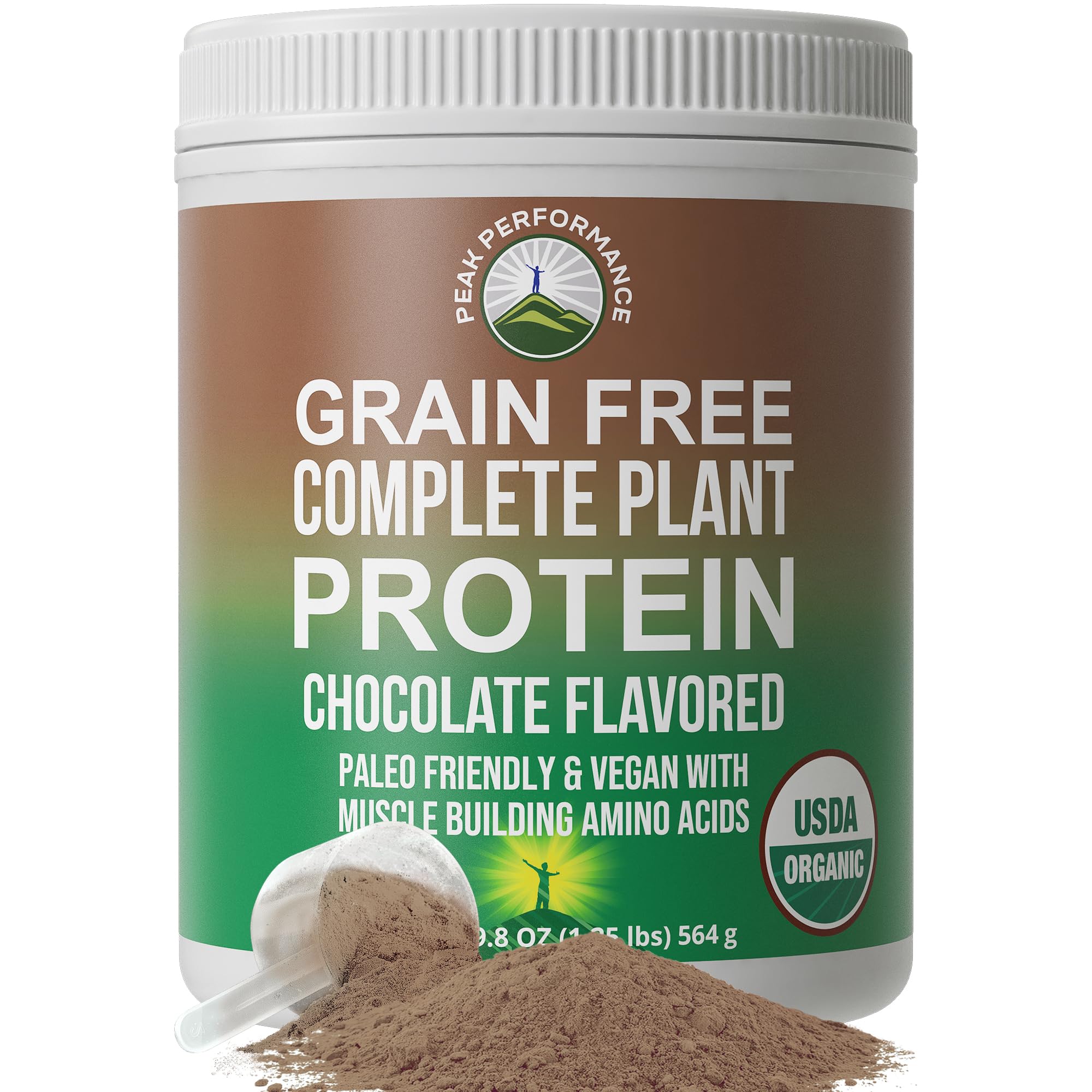Peak Performance Organic Paleo Grain Free Plant Based Raw Vegan Protein Powder. Amazing Amino Acid Profile and Less Than 1g of Sugar. with Hemp and Pea Protein Chocolate Flavored Peak PerformanceAu supplements