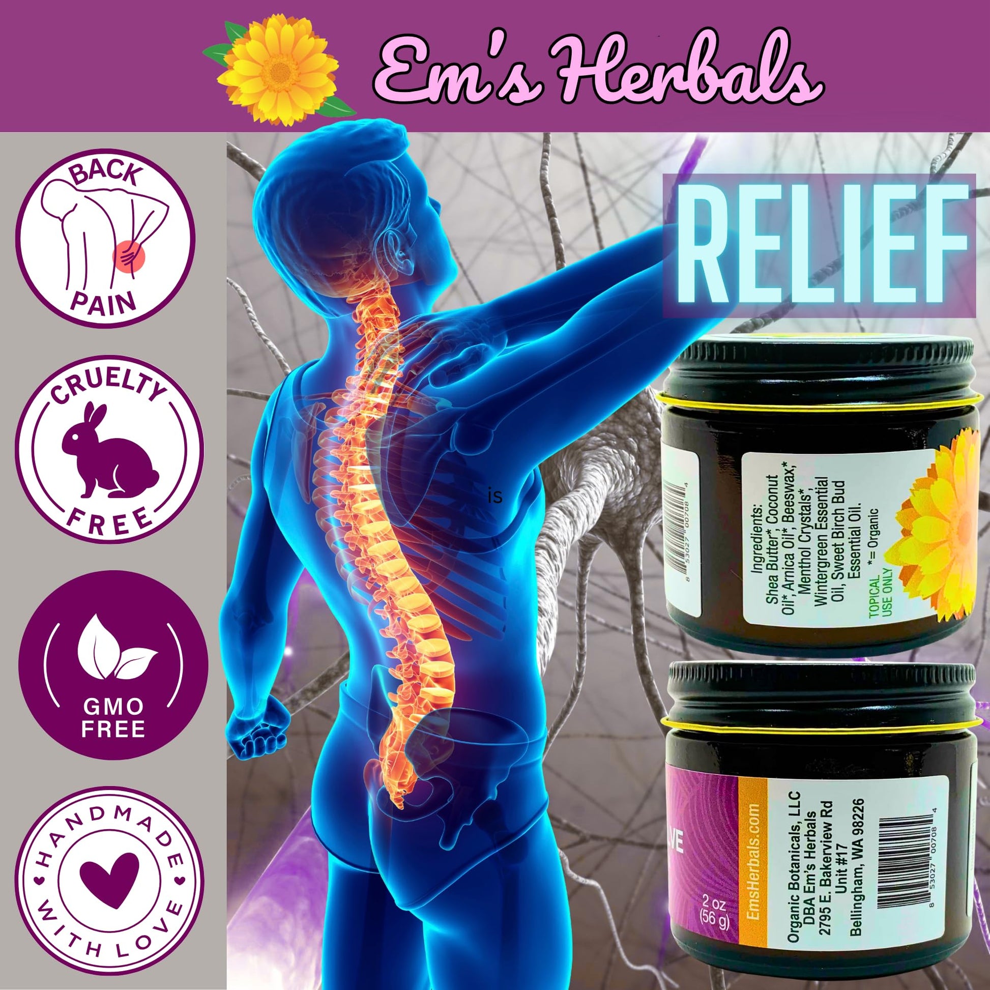 Em's Herbals, Muscle & Joint Care Arnica Salve - Amplified Arnica Salve Made with Menthol Crystals, and Effective Essential Oils to Penetrate Deep into Muscles, Joints, and Back Discomfort (2 oz) Em's HerbalsAu supplements