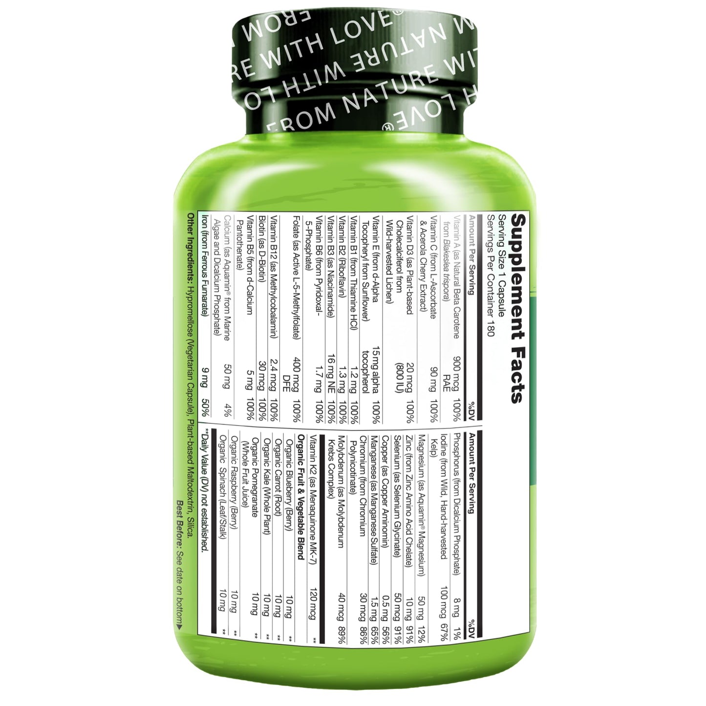 NATURELO One Daily Multivitamin for Women - Energy Support - Whole Food Supplement NATURELOUS supplements